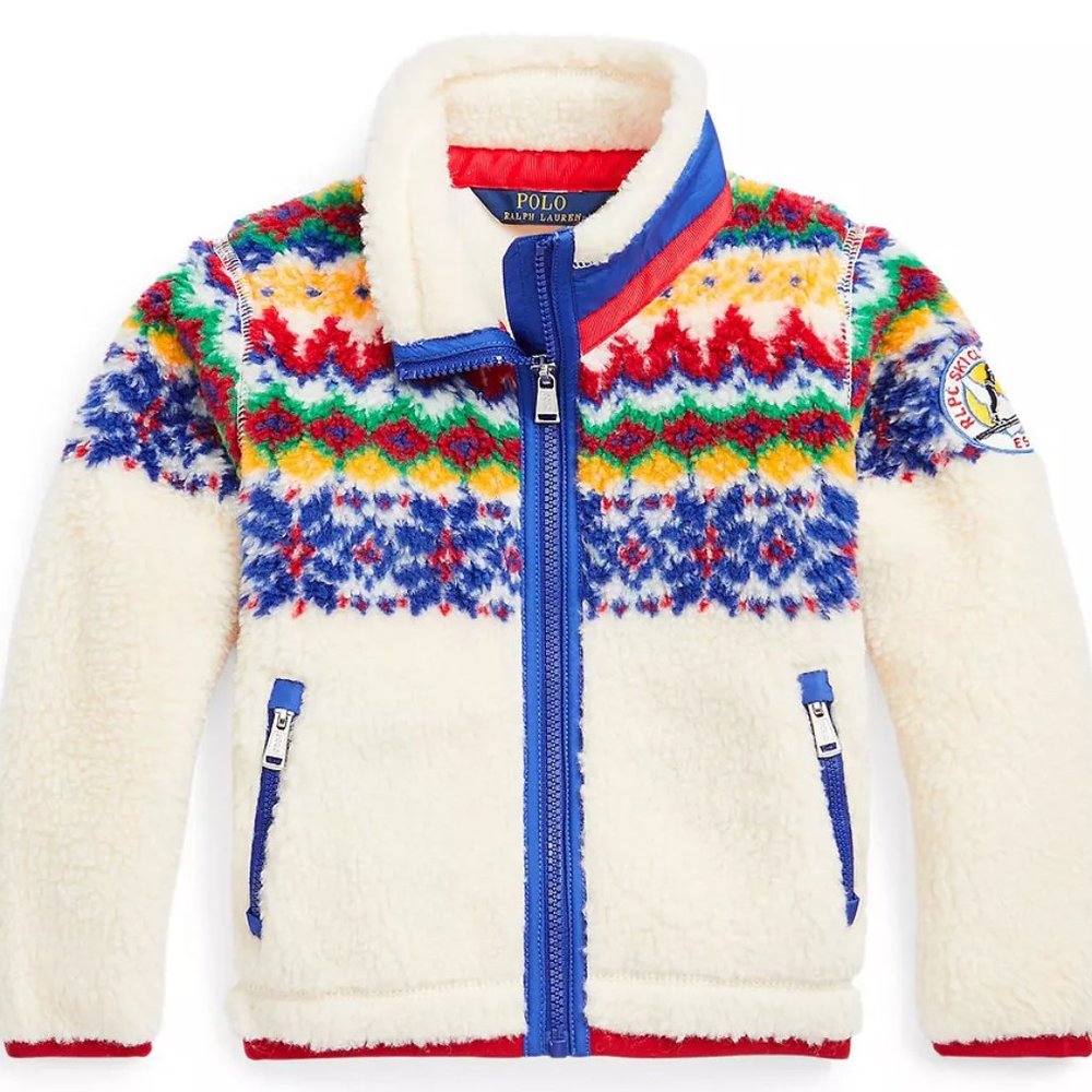 POLO RALPH LAUREN  Girls Fair Isle Full-Zip Teddy Fleece Jacket Hard to Find!